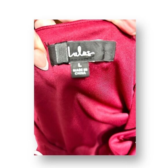 Lulus L Red Bodycon Midi Dress Tie Back Slit Sleeveless Cocktail Wedding Guest - Picture 6 of 9